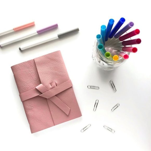 Classic Handmade Genuine Leather Journal - Blush Pink - Picture 2 of 3